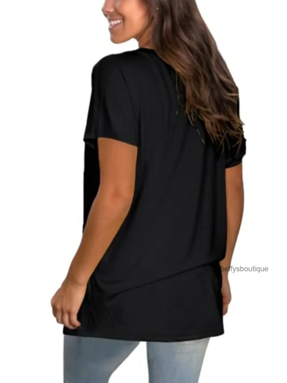 Women's V-Neck Tee Loose Fit Short Sleeve Casual Top Floral Print